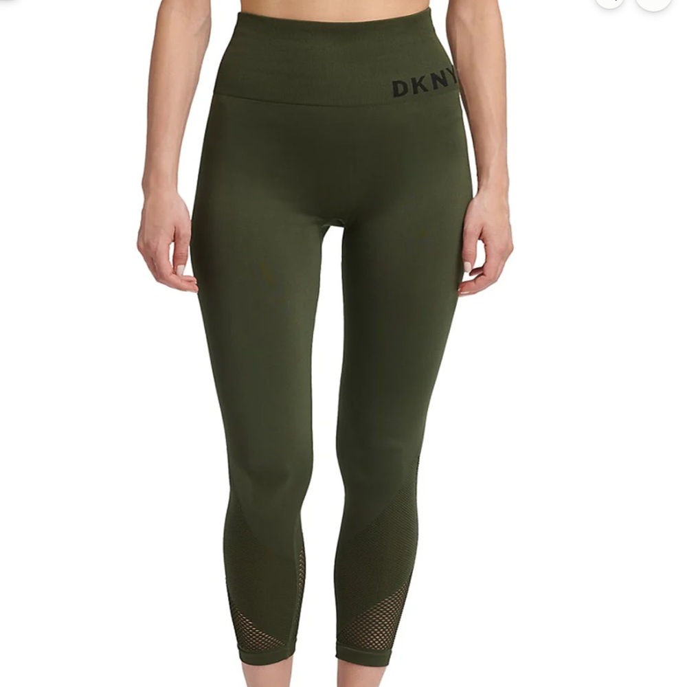 DKNY Olive Leggings with Black Trim